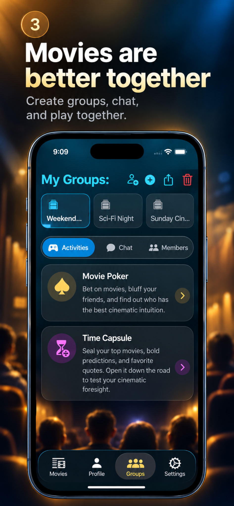CineTag groups and activities